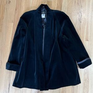 Vintage JS Collections Open Black Velvet Jacket/Coat Sz M